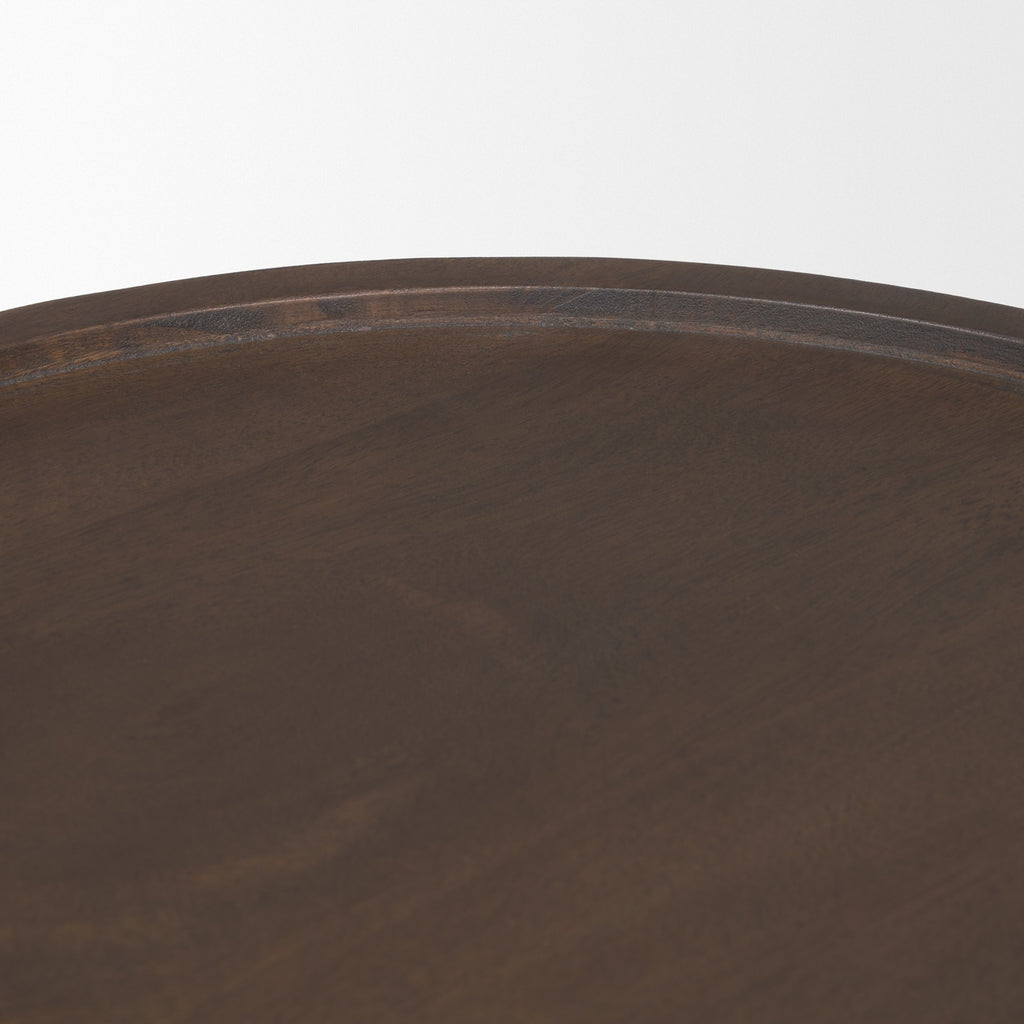 Takoda Dark Brown Wood Tapered Drum Accent Table