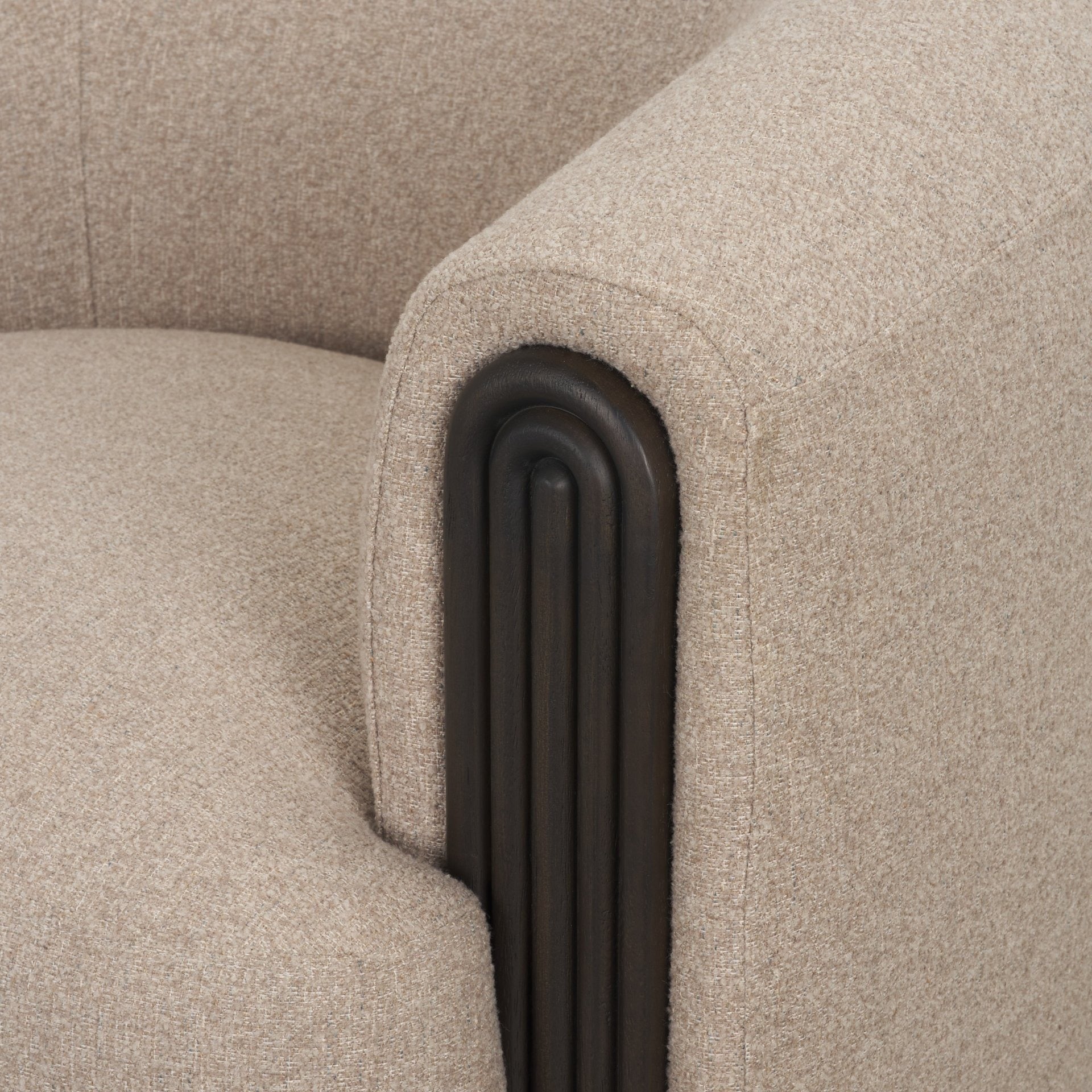 Kornelia Textured Mushroom Fabric Barrel Accent Chair