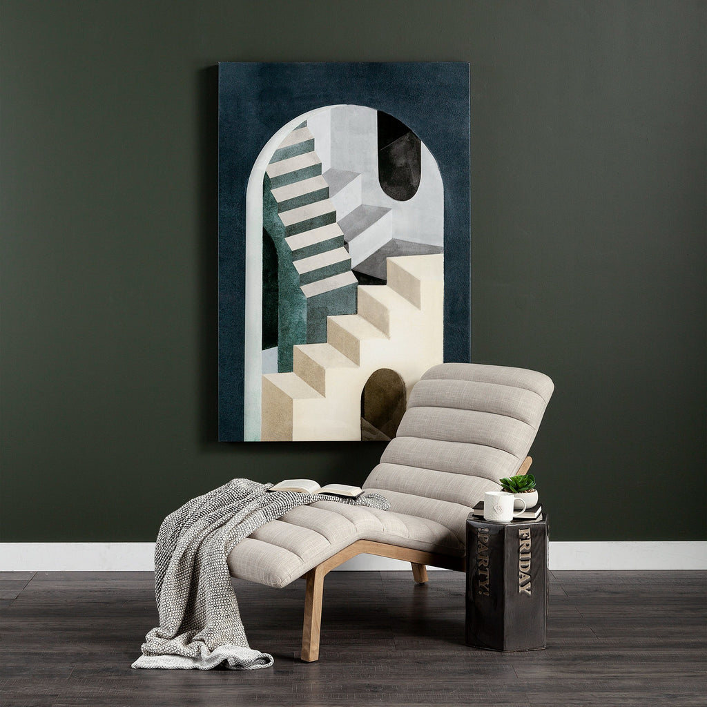 Pierre Beige Fabric Upholstered Armless Chaise Lounge Chair