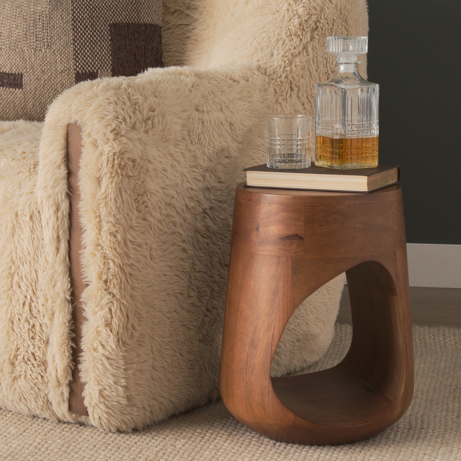 Cove Mid-Brown Sculptural Open Side Table