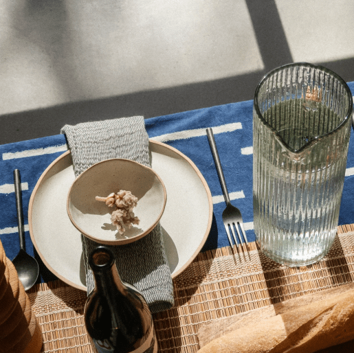 Indigo Striped Block Print Tablecloth - Dekor Butik