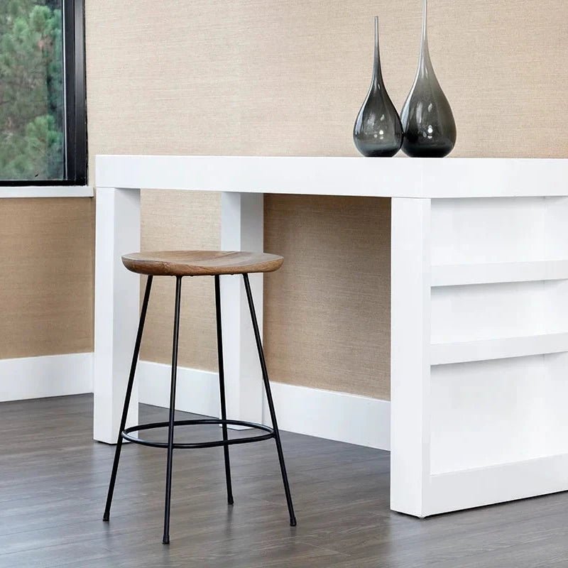 Bar & Counter StoolsIndra Counter Stool - Wooden Seat & Black Iron Legs LAST ONE FLOOR MODEL - Dekor Butik
