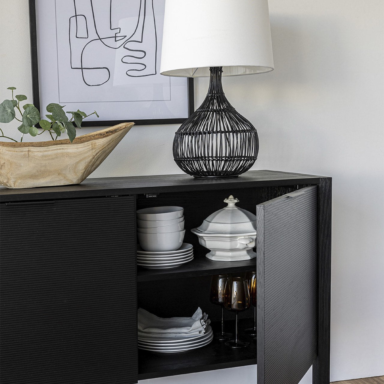 baseIrving 3 Door Sideboard - Black - Dekor Butik