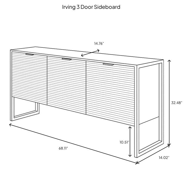baseIrving 3 Door Sideboard - Natural - Dekor Butik
