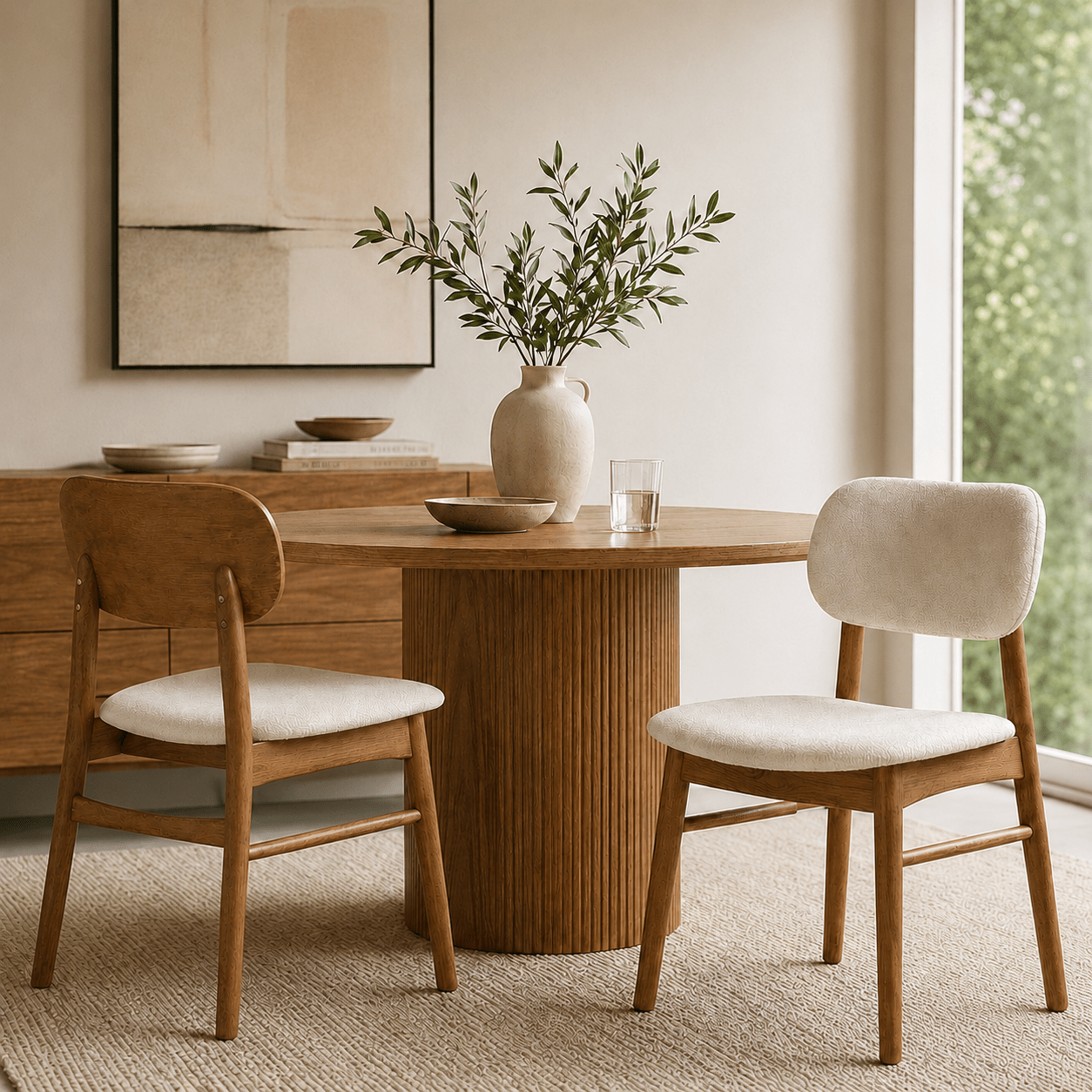 Dining ChairsIvy Solid Wood Dining Chair - Smoked Oak and Heathered Ivory - Dekor Butik