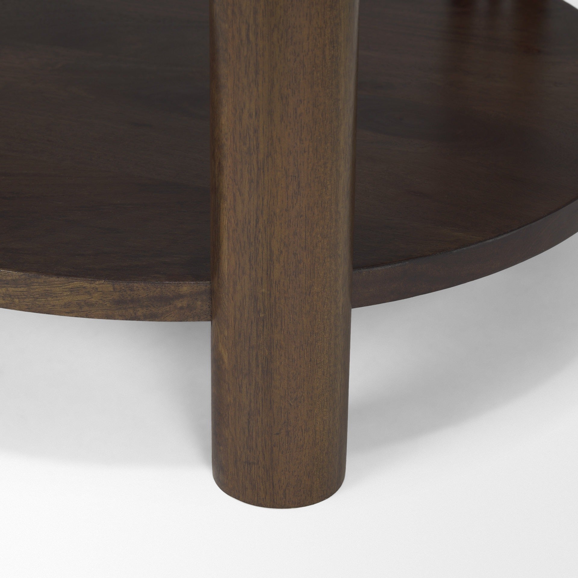 Jovia Brown Mango Wood W/ Cappuccino Marble Round Side Table - Dekor Butik