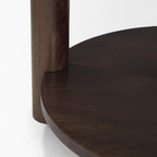 Jovia Brown Mango Wood W/ Cappuccino Marble Round Side Table - Dekor Butik