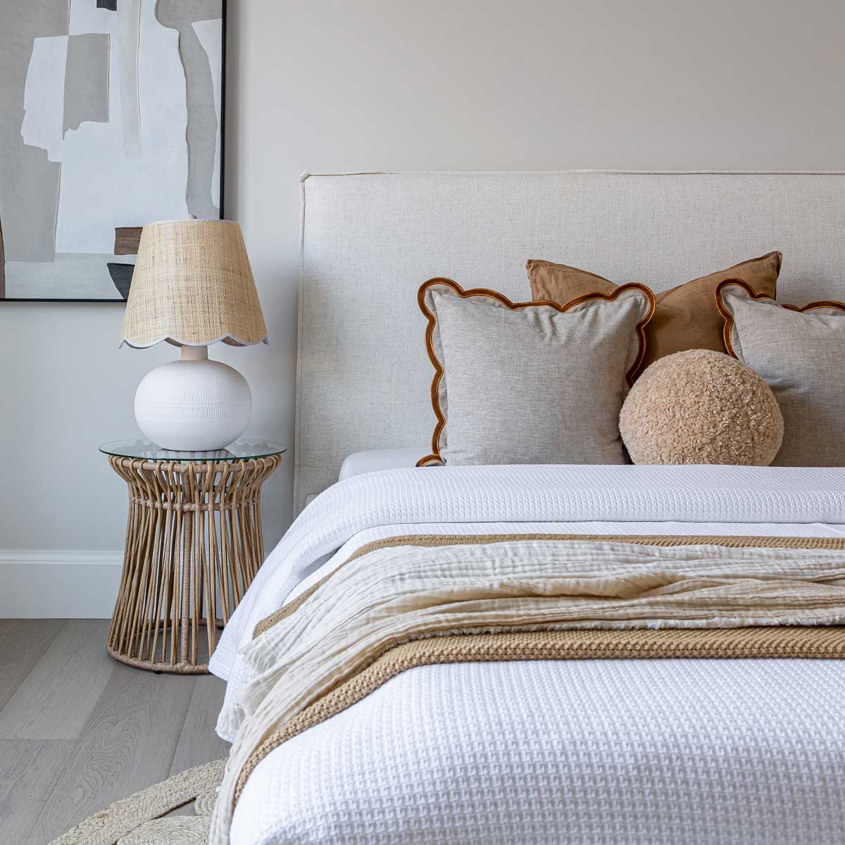 baseJulia Queen Bed - Cream - Dekor Butik