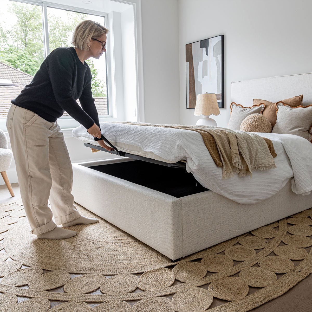 baseJulia Queen Storage Bed - Cream - Dekor Butik