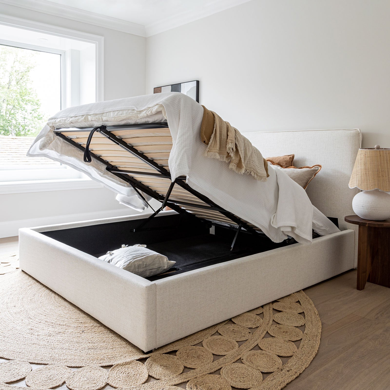 baseJulia Queen Storage Bed - Cream - Dekor Butik