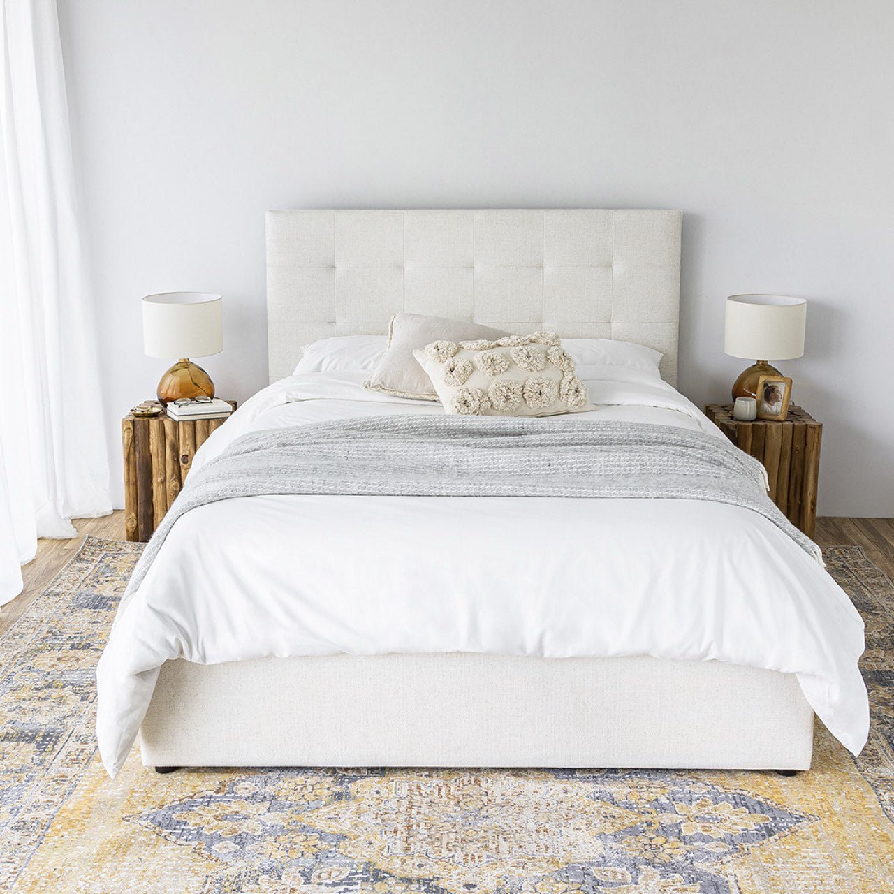 baseJune Double Bed - Cream - Dekor Butik