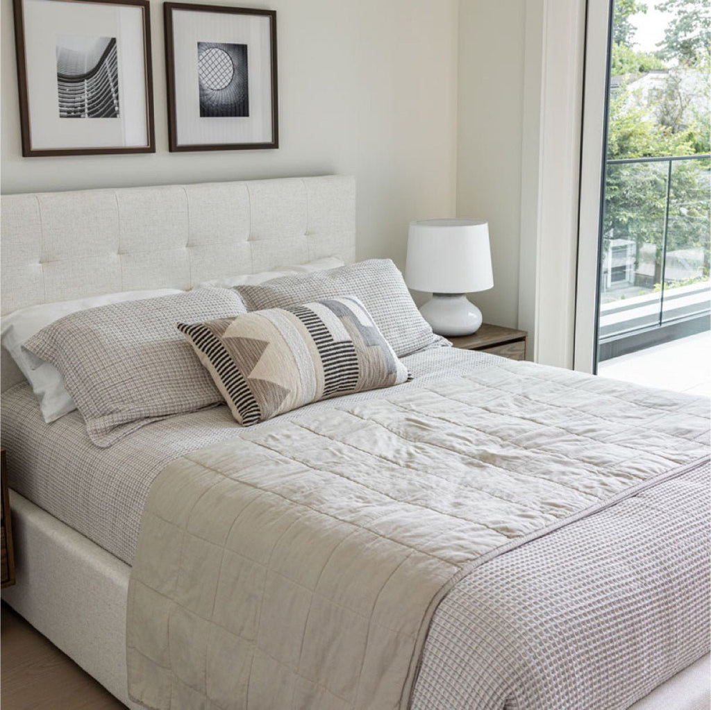 baseJune Queen Bed - Cream - Dekor Butik