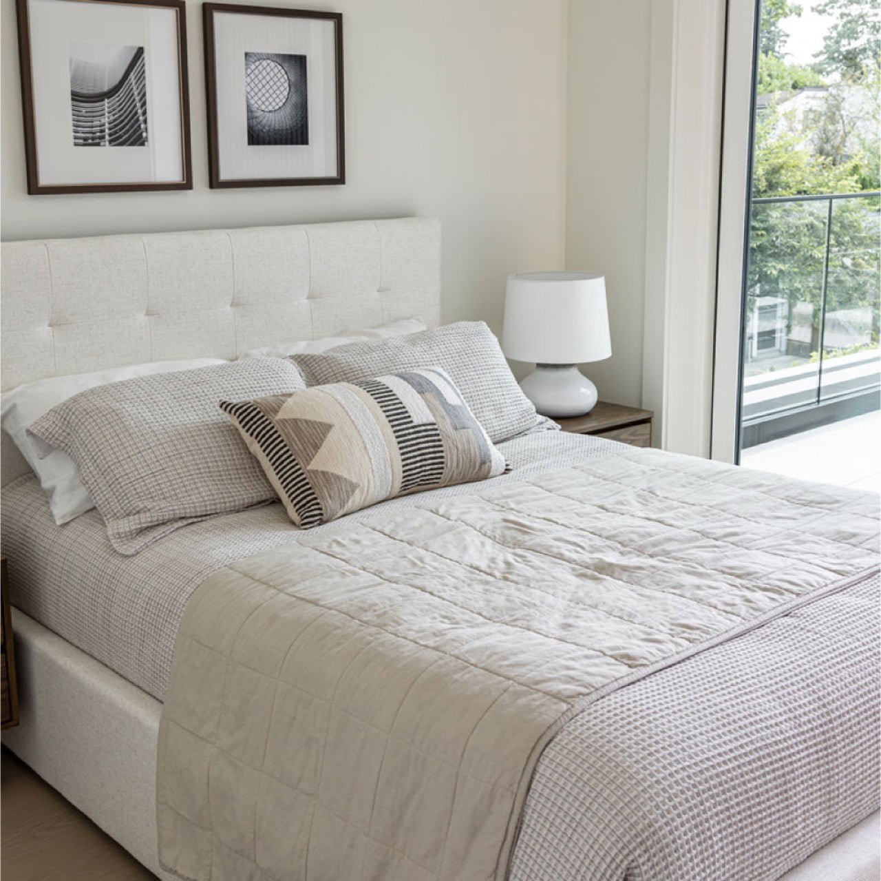 baseJune Queen Bed - Cream - Dekor Butik