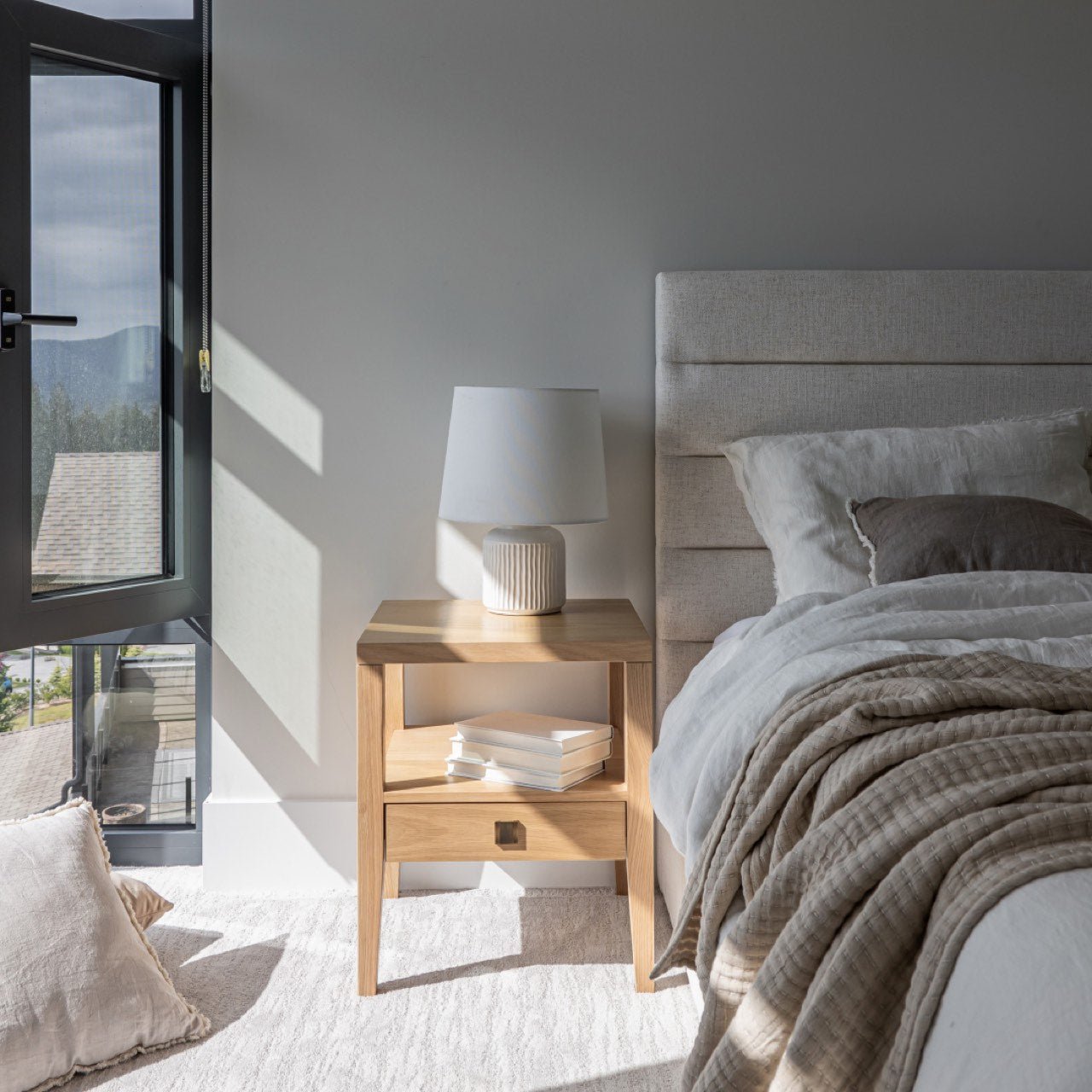 baseJustin Double Bed Tall - Cream - Dekor Butik