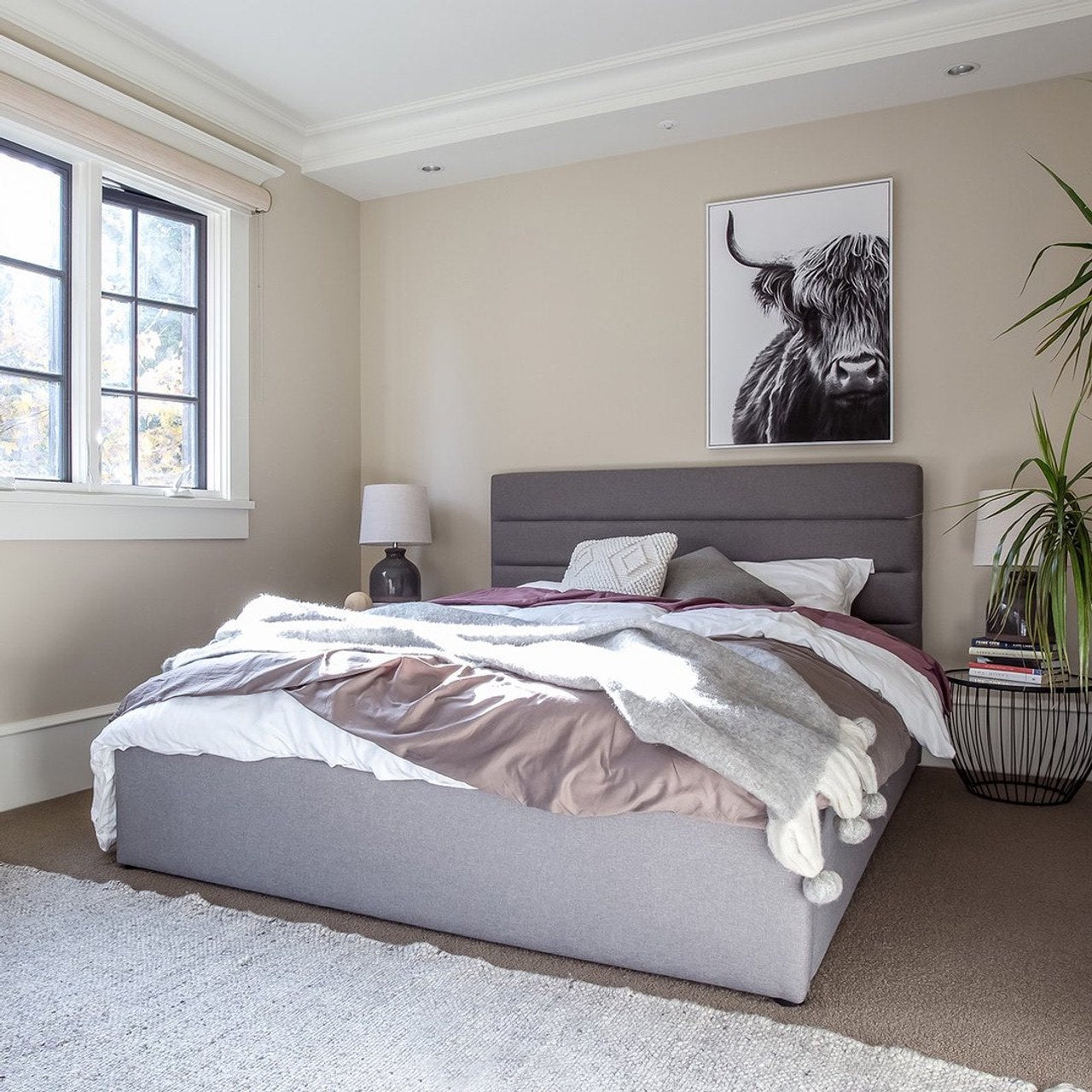 baseJustin Double Storage Bed - Greige - Dekor Butik