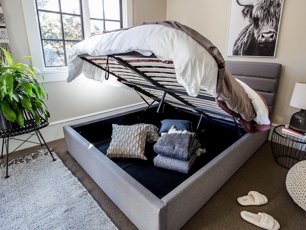 baseJustin Double Storage Bed - Greige - Dekor Butik