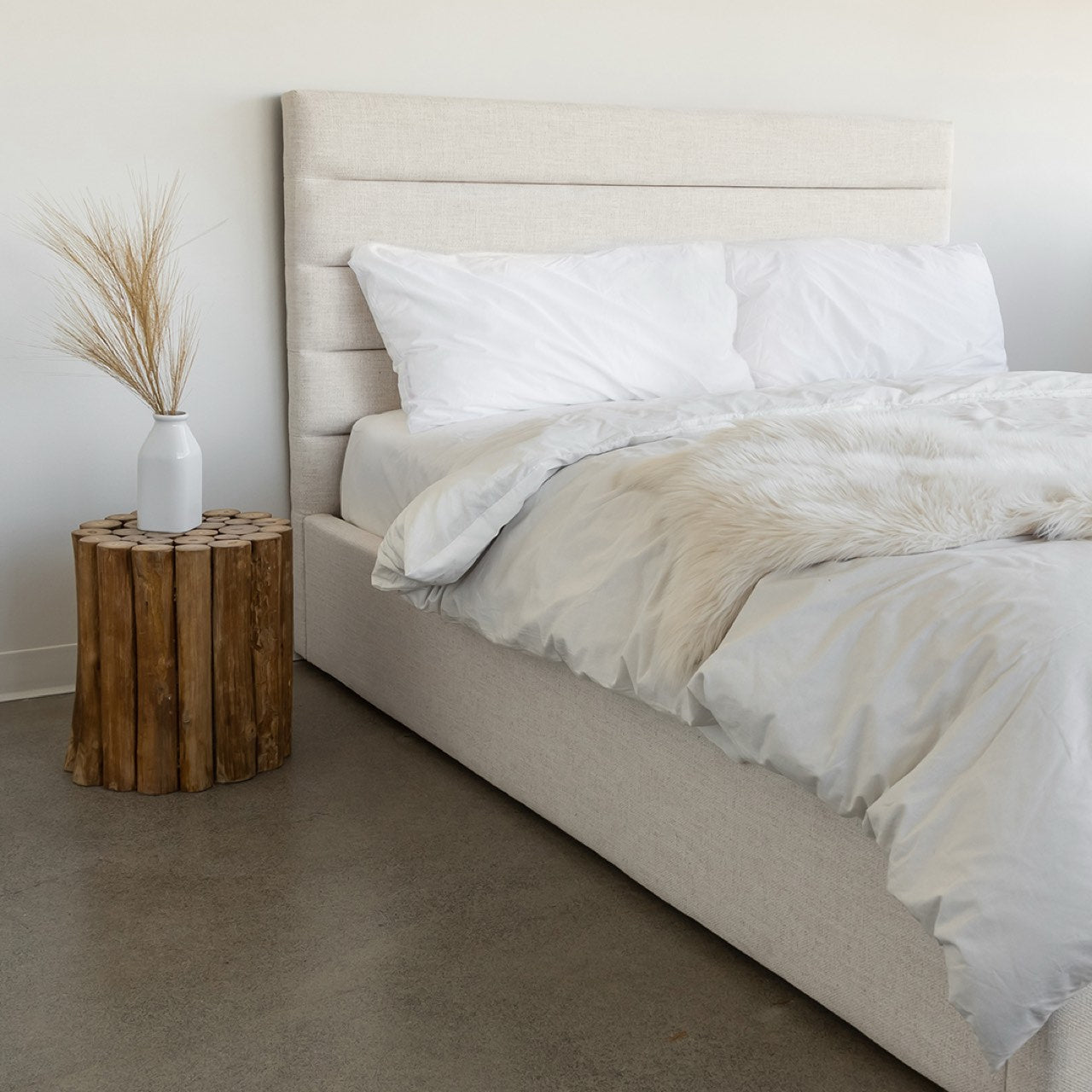 baseJustin Queen Bed Tall - Cream - Dekor Butik
