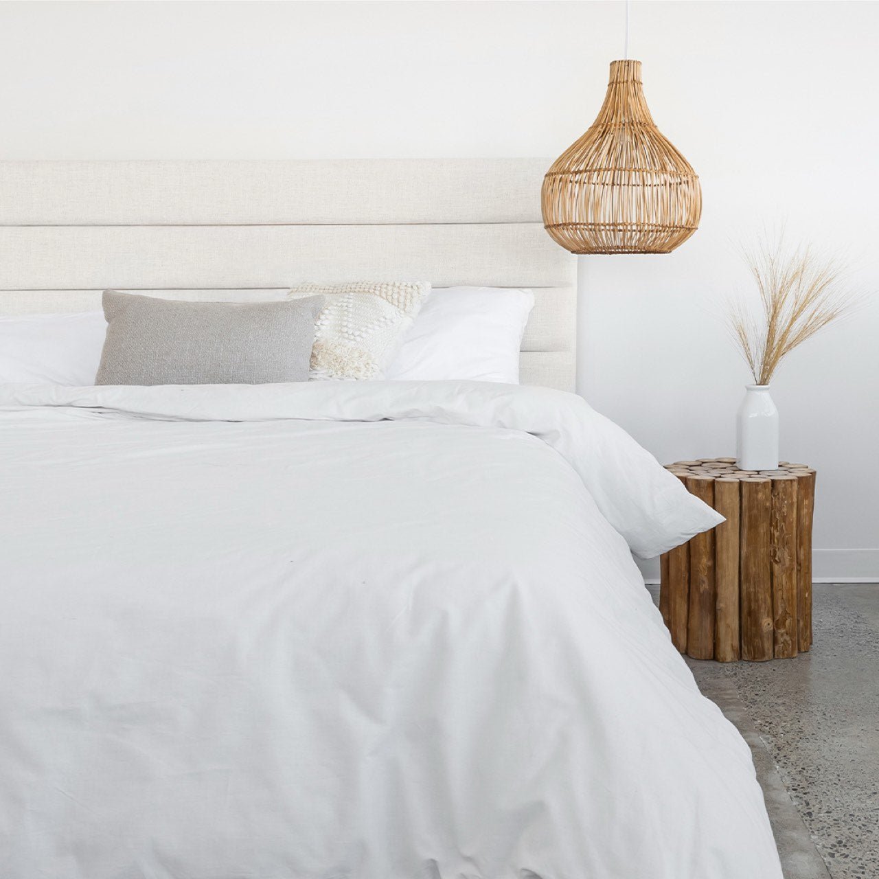 baseJustin Queen Bed Tall - Cream - Dekor Butik