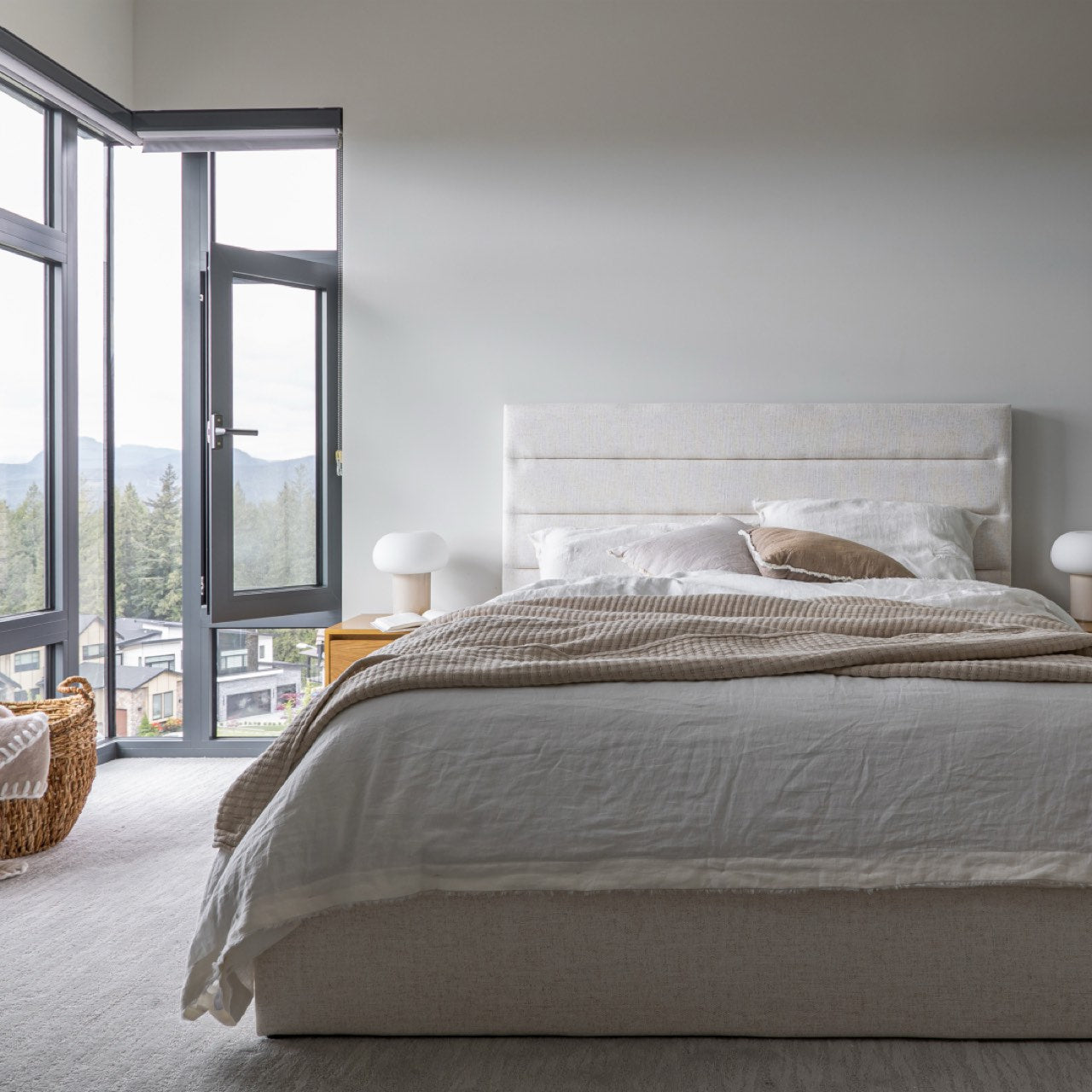 baseJustin Queen Bed Tall - Cream - Dekor Butik