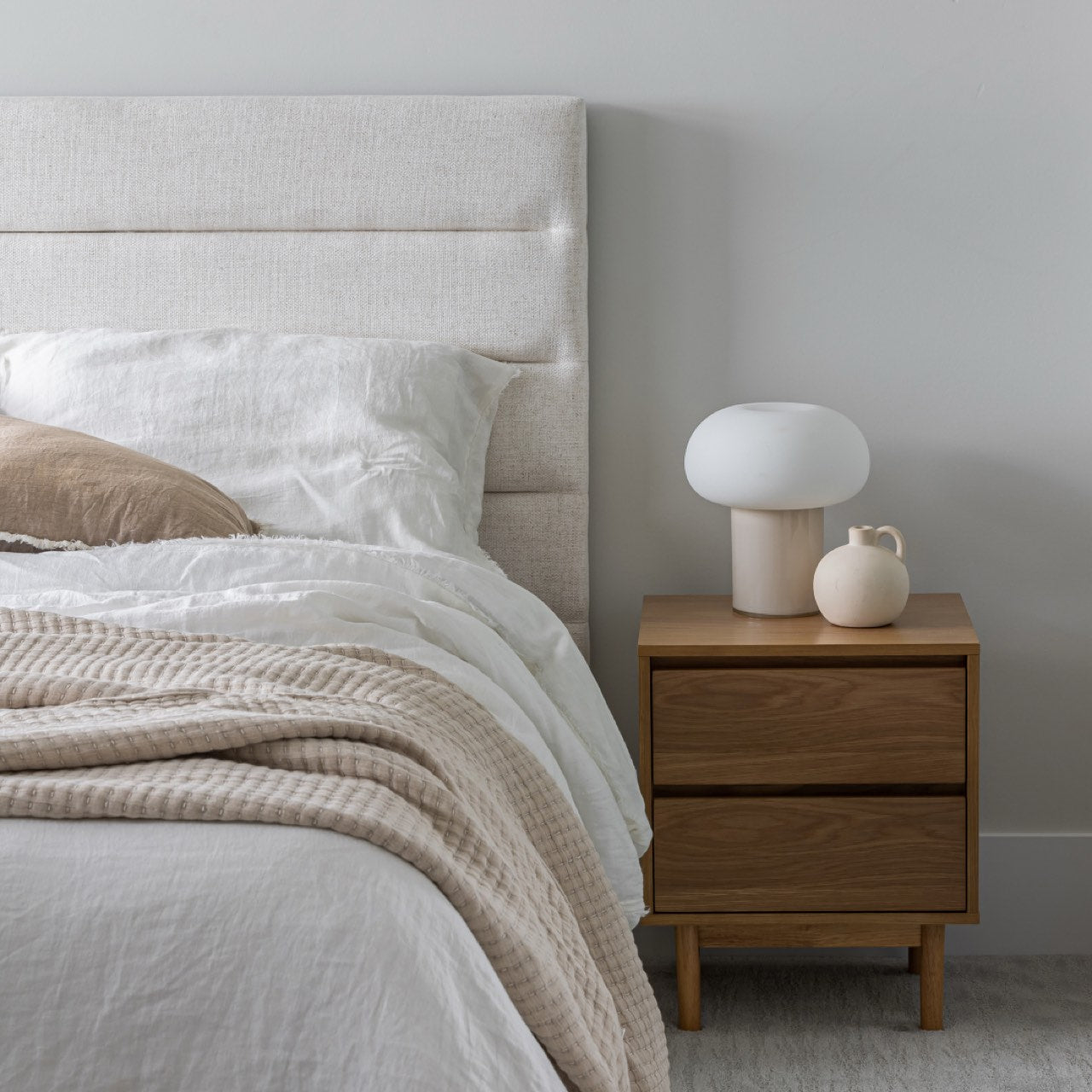 baseJustin Queen Storage Bed Tall - Cream - Dekor Butik