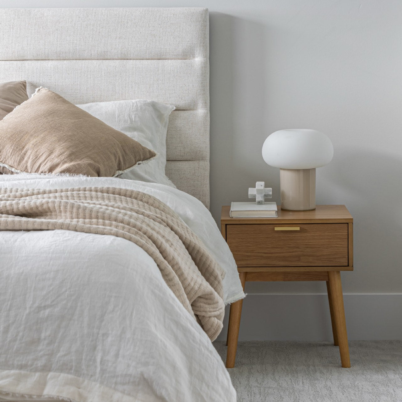 baseJustin Queen Storage Bed Tall - Cream - Dekor Butik