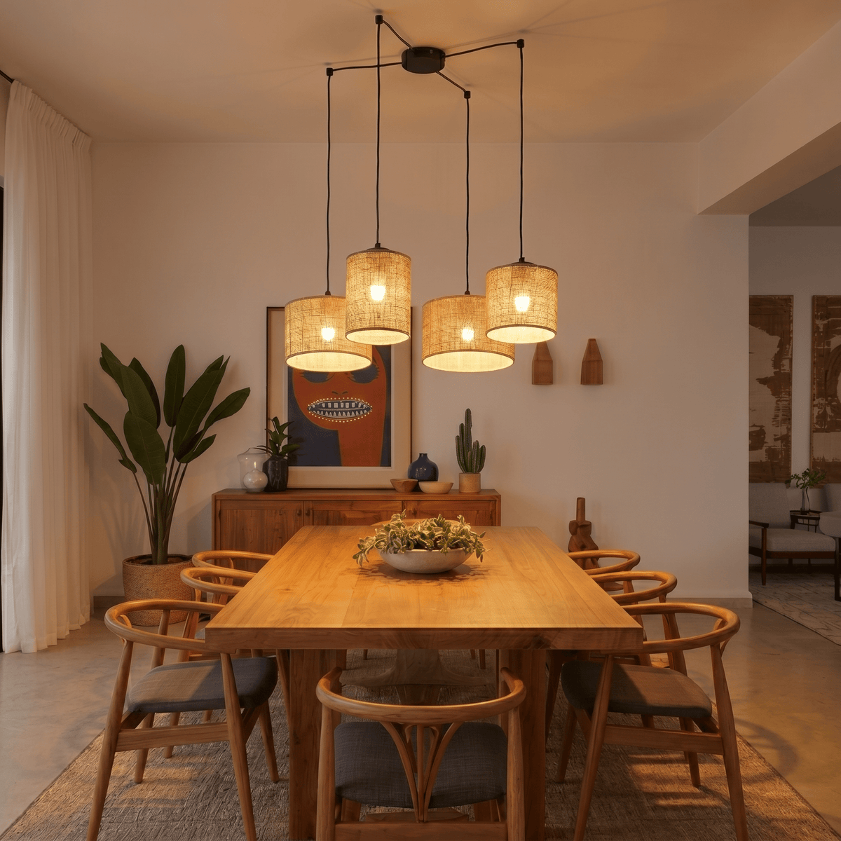 JUTE 4 - Light Adjustable Pendant Light for Kitchen Island & Dining Table - Dekor Butik