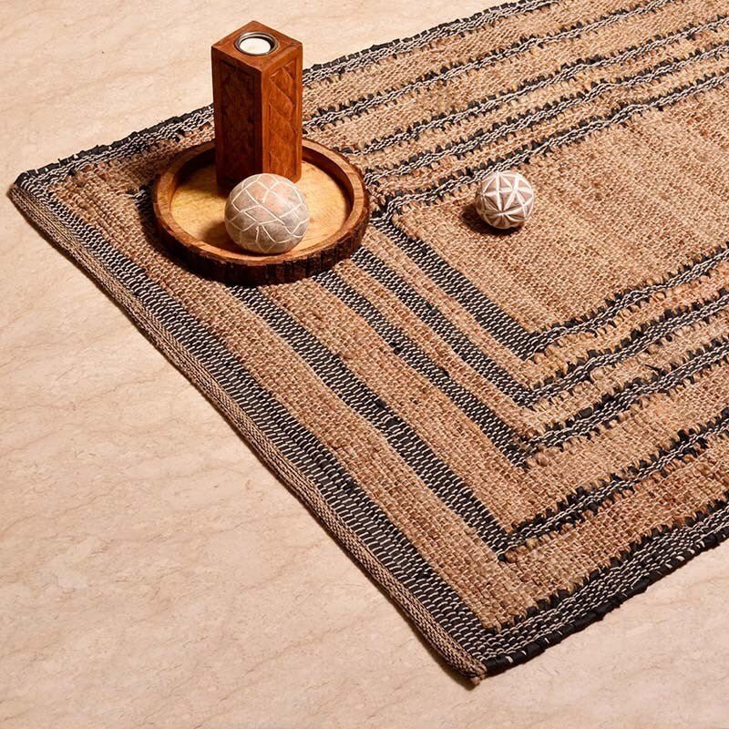 Area RugsJute & Leather Rug – 36" x 60" - Dekor Butik