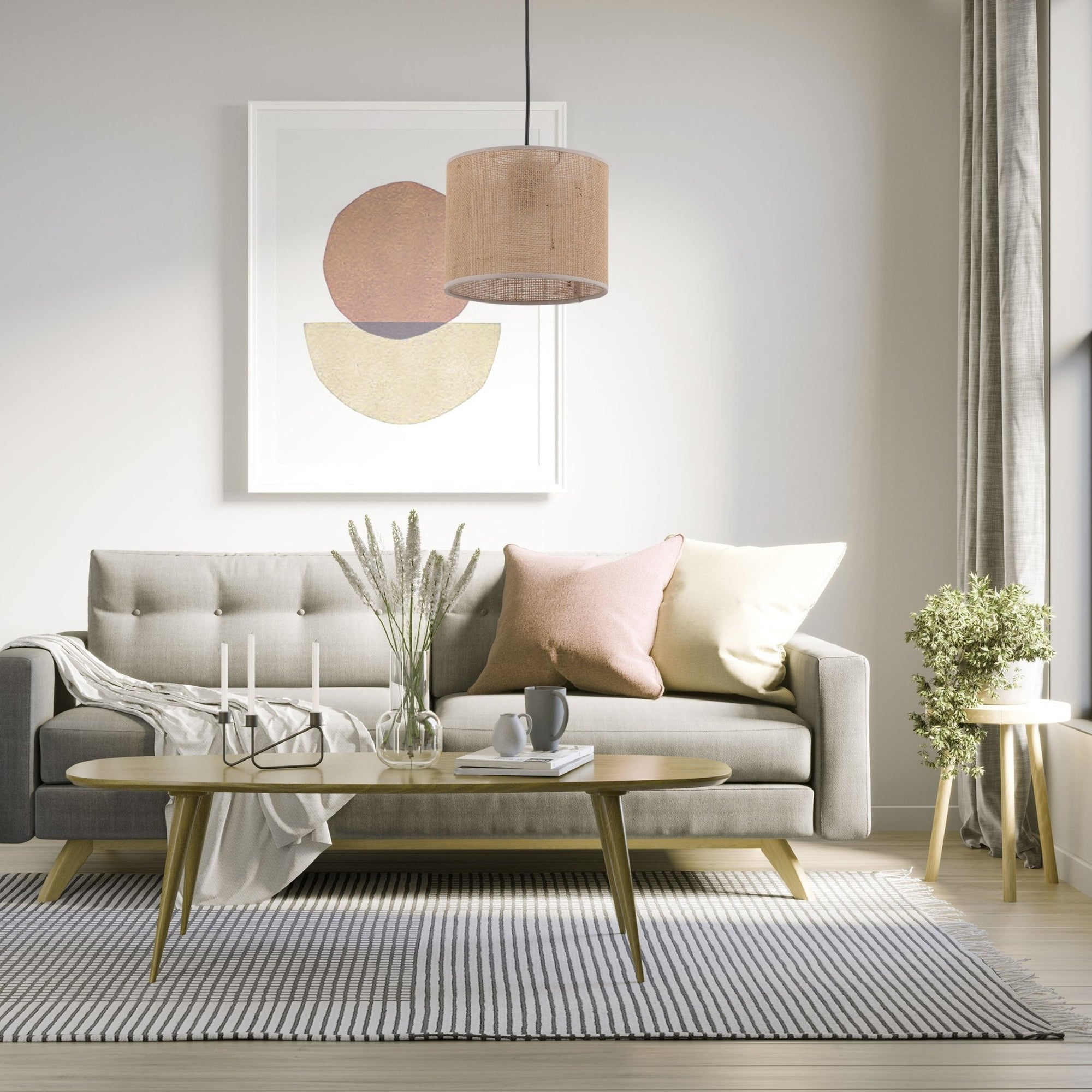 Jute Natural Fiber Scandinavian Pendant Ceiling Light for Kitchen Island, Dining Room & Warm Interior Lighting - Dekor Butik
