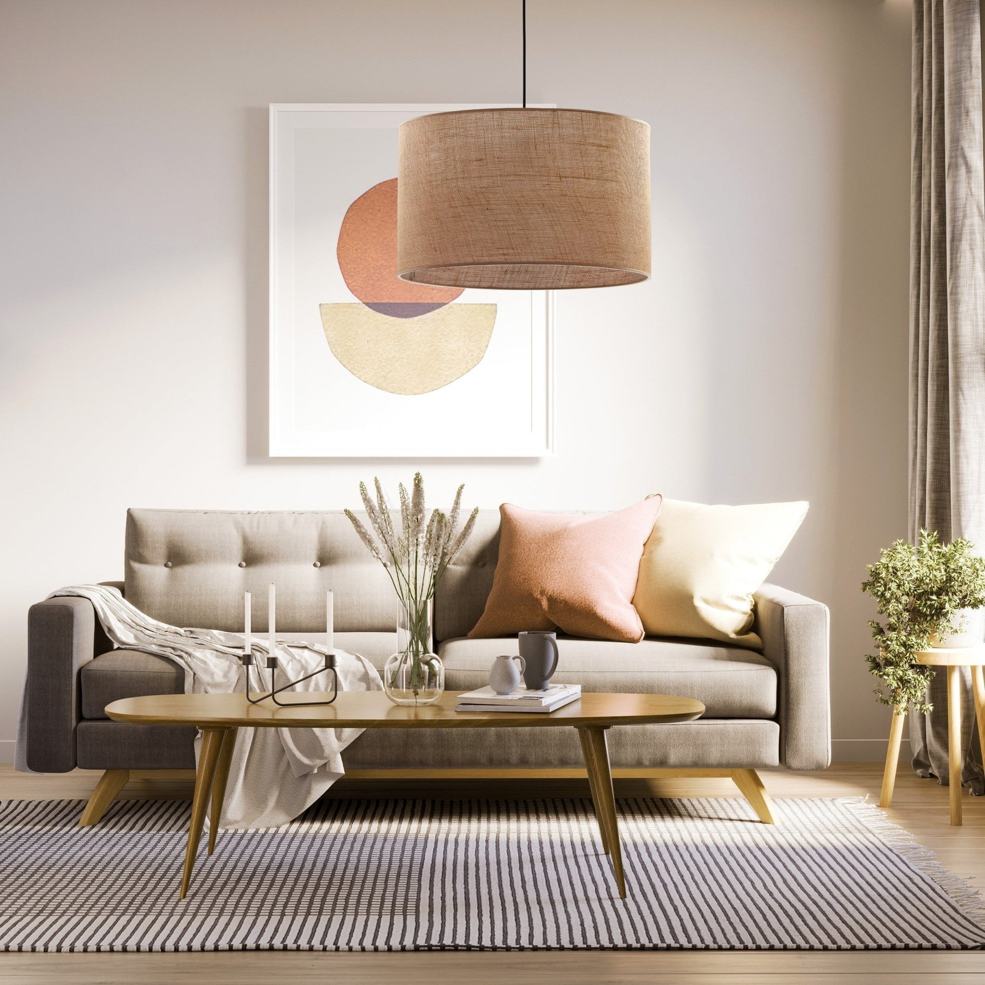 Jute Natural Fiber Scandinavian Pendant Ceiling Light for Kitchen Island, Dining Room & Warm Interior Lighting - Dekor Butik
