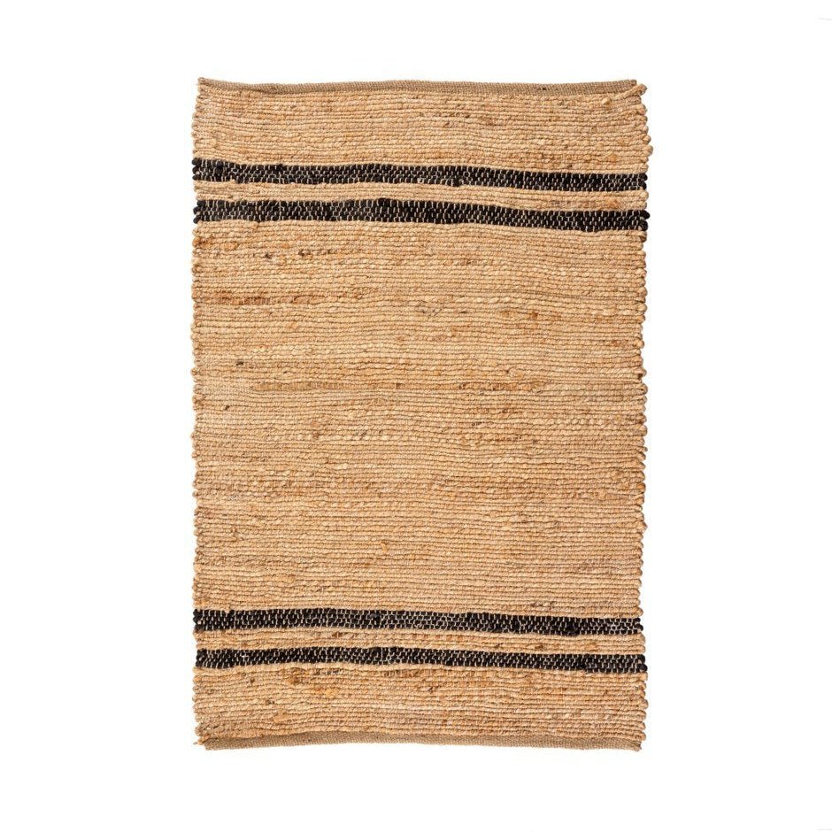 Area RugsJute/Cotton Striped Rug Black - 24" x 36" - Dekor Butik