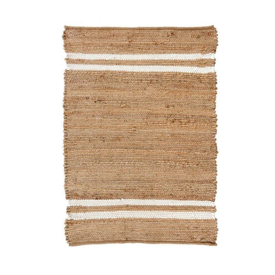 Area RugsJute/Cotton Striped Rug Off White - 24" x 36" - Dekor Butik