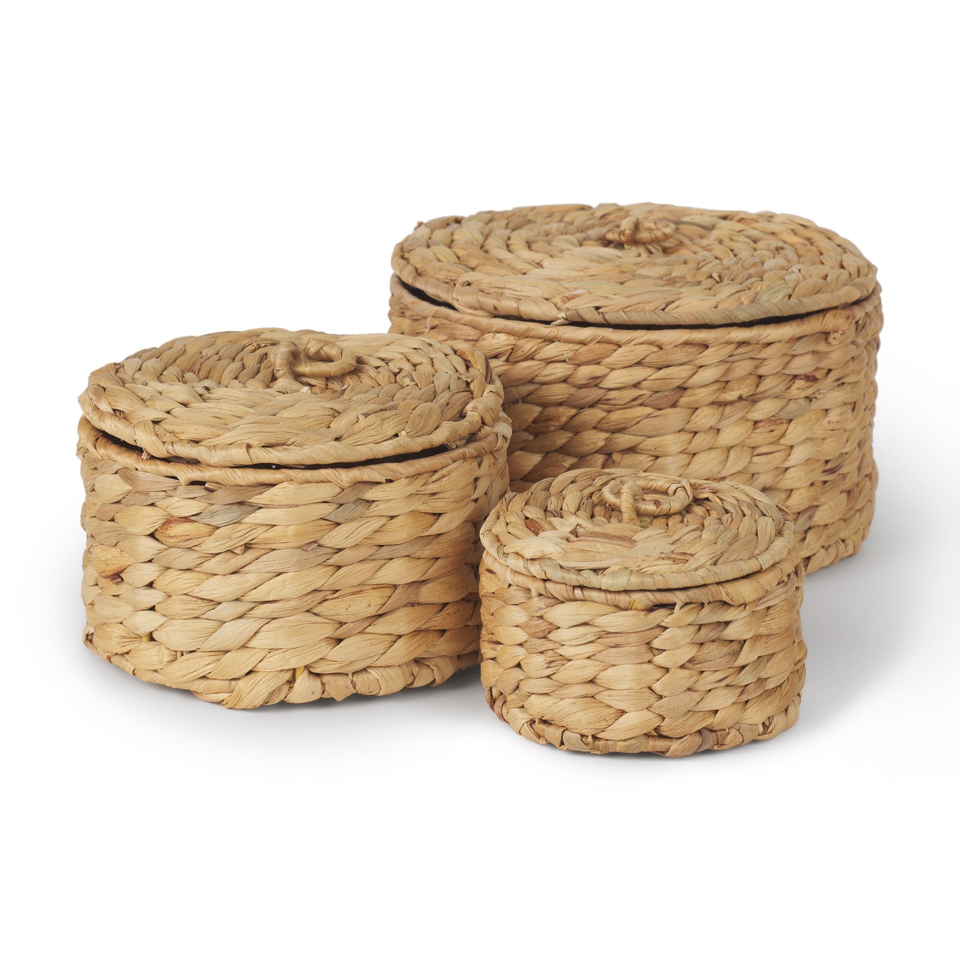 Kea Set of 3 Nesting Water Hyacinth Boxes with Lids - Dekor Butik
