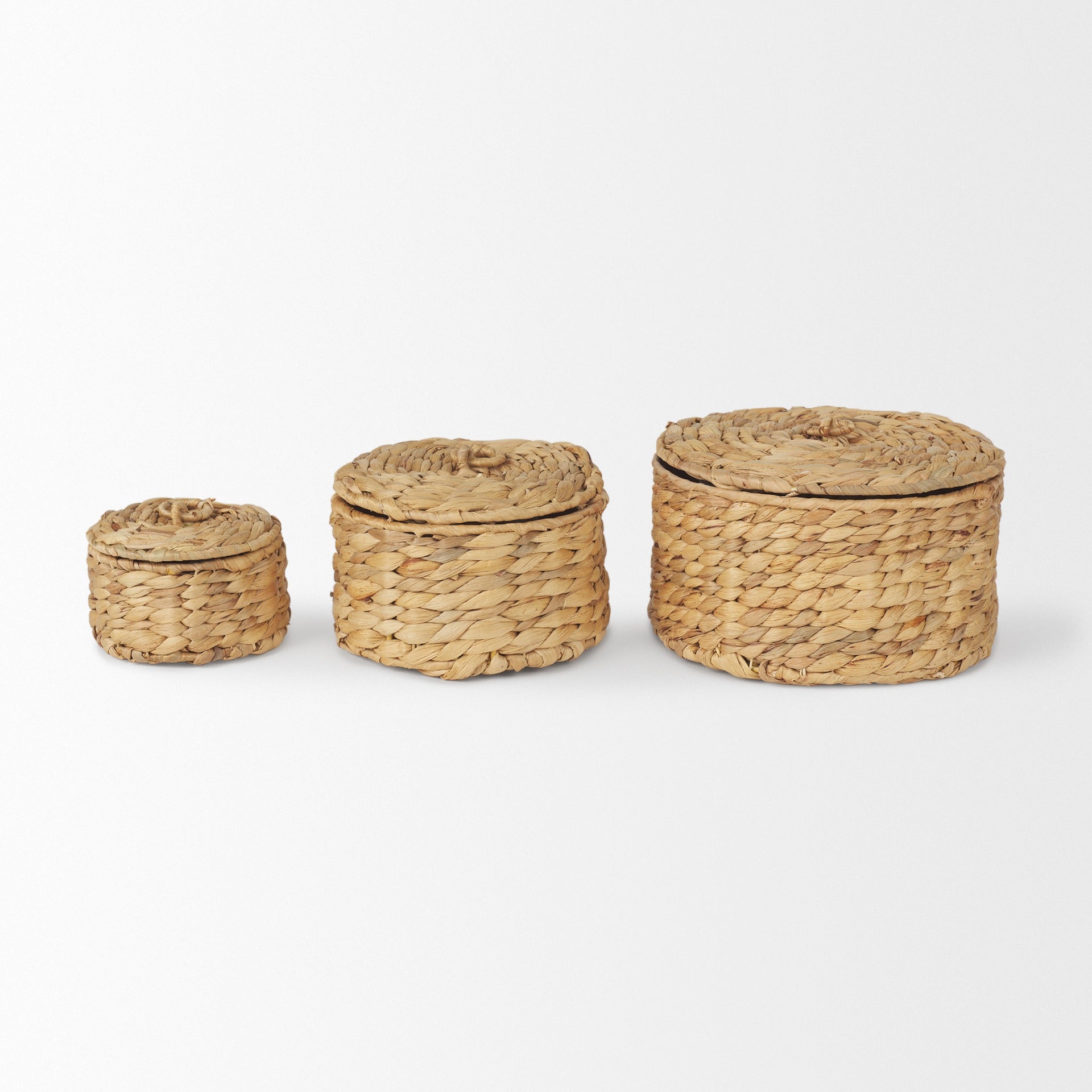 Kea Set of 3 Nesting Water Hyacinth Boxes with Lids - Dekor Butik