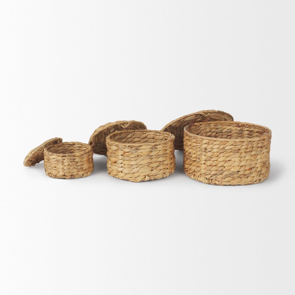 Kea Set of 3 Nesting Water Hyacinth Boxes with Lids - Dekor Butik