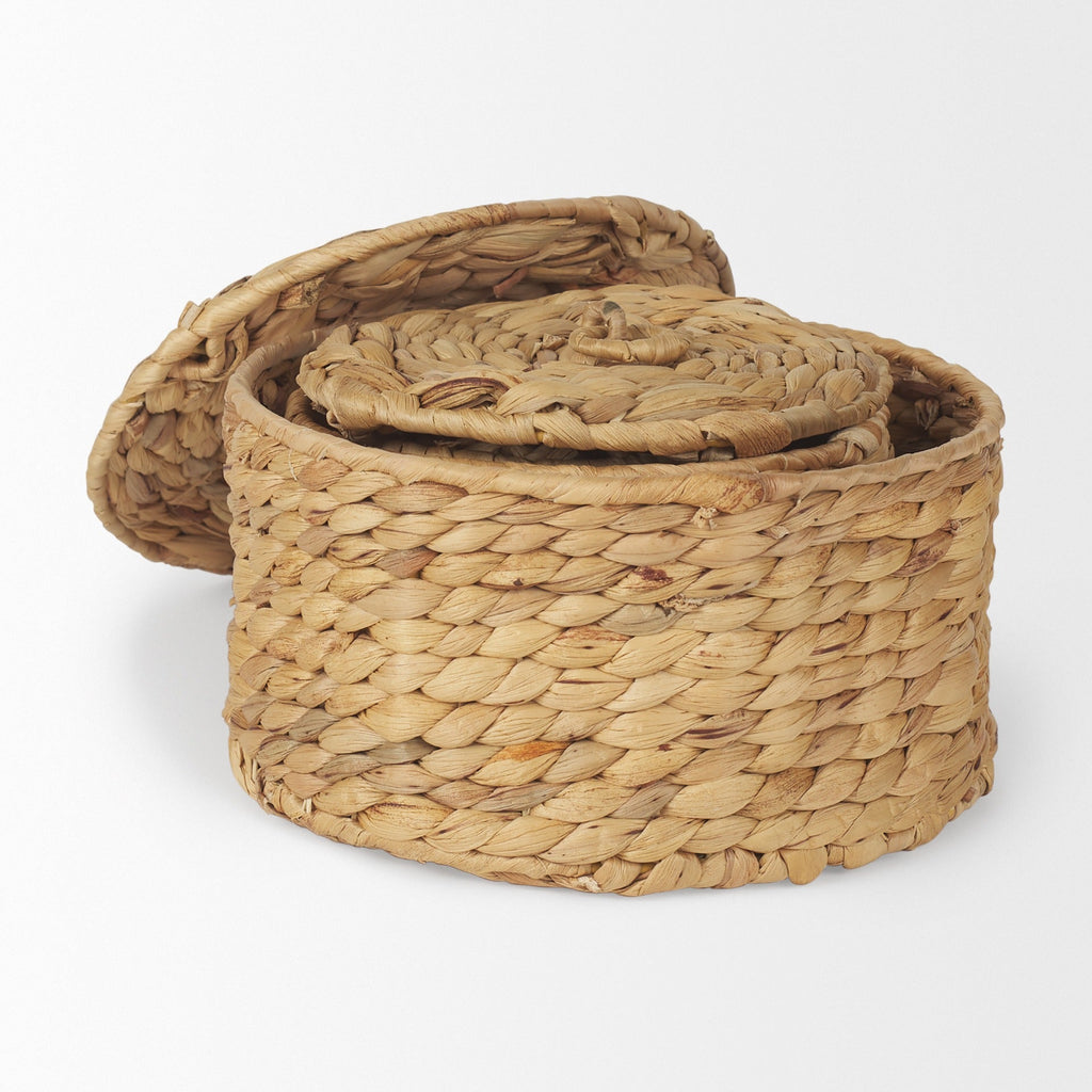 Kea Set of 3 Nesting Water Hyacinth Boxes with Lids - Dekor Butik