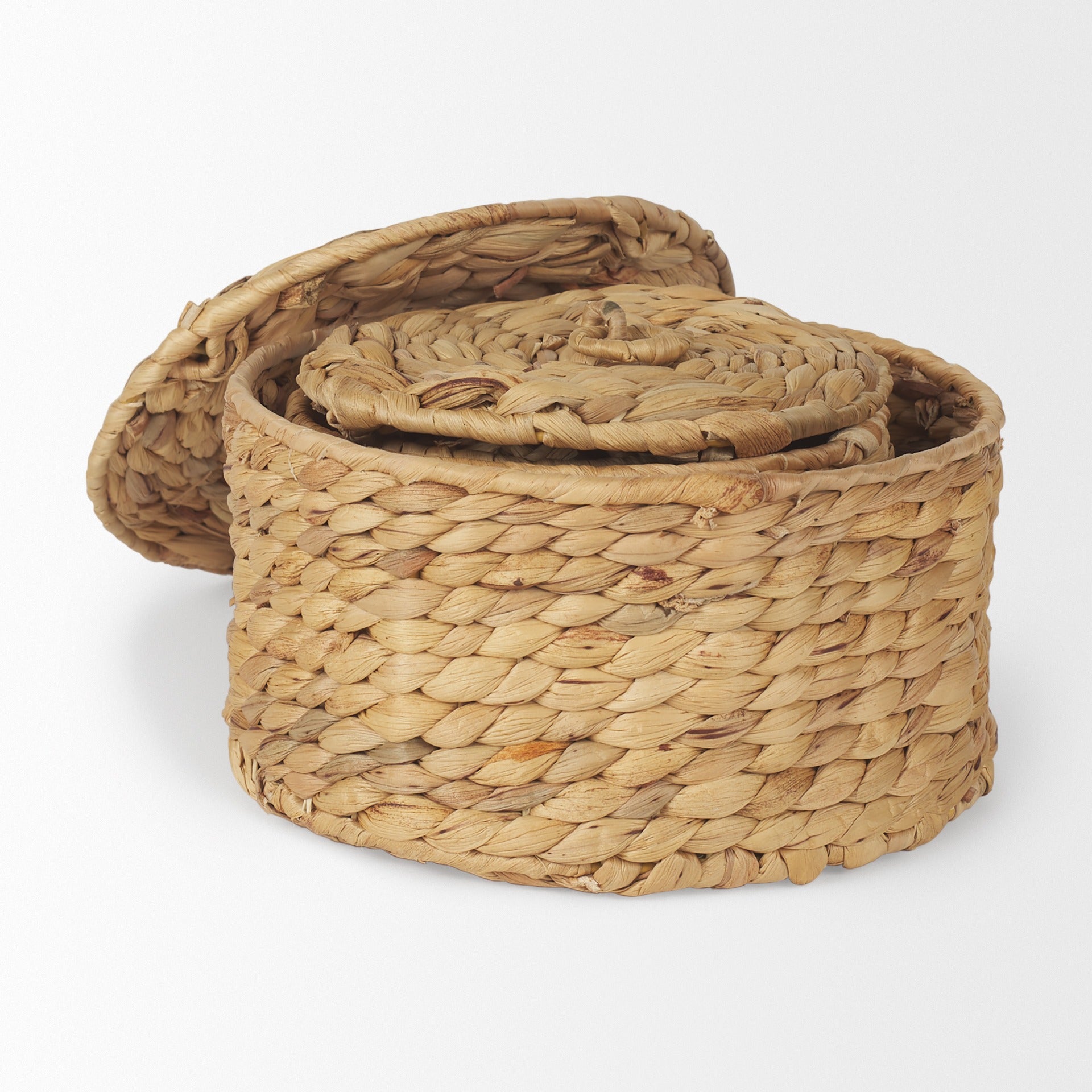 Kea Set of 3 Nesting Water Hyacinth Boxes with Lids - Dekor Butik