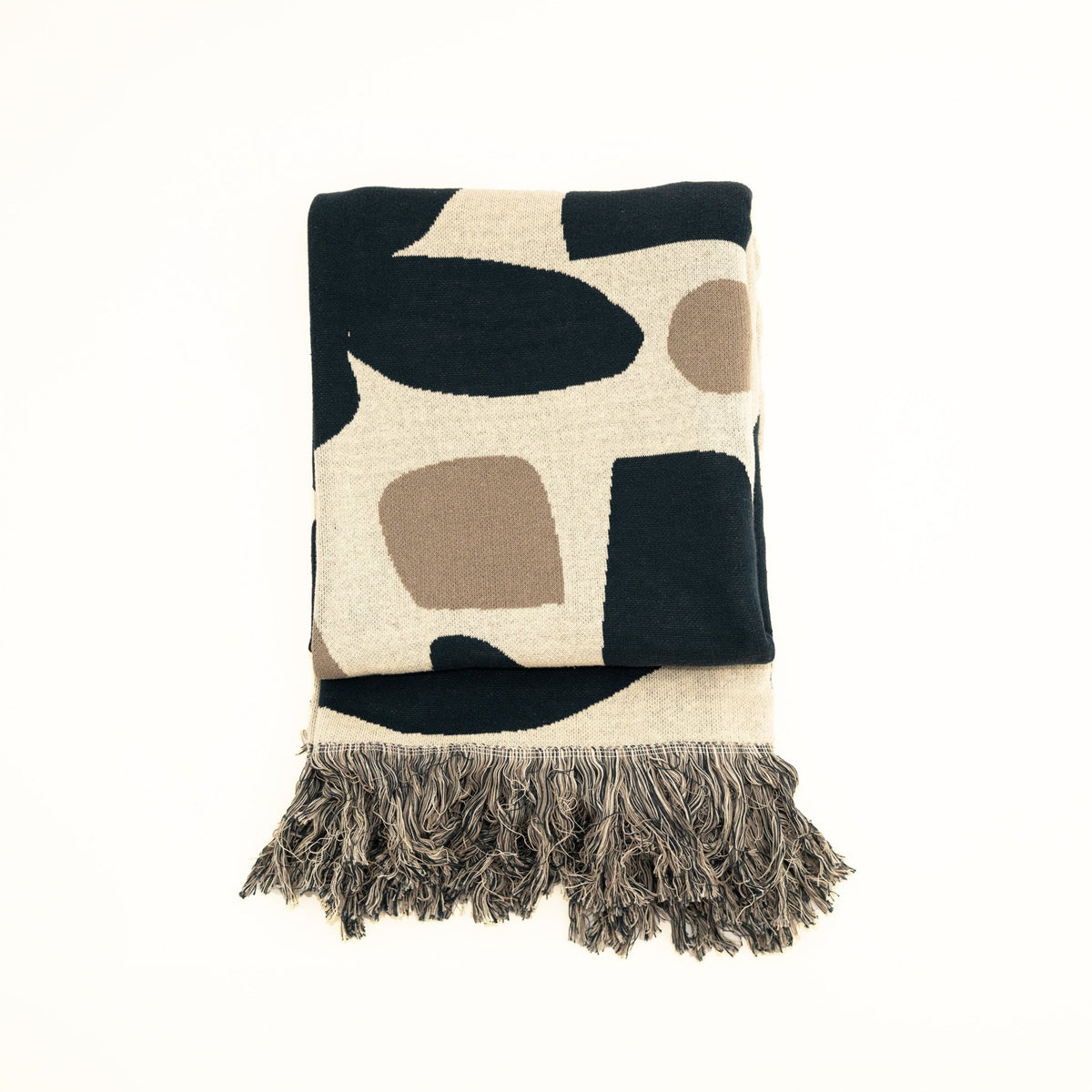 Throw BlanketsKnit Abstract Throw Blanket with Fringe - Dekor Butik