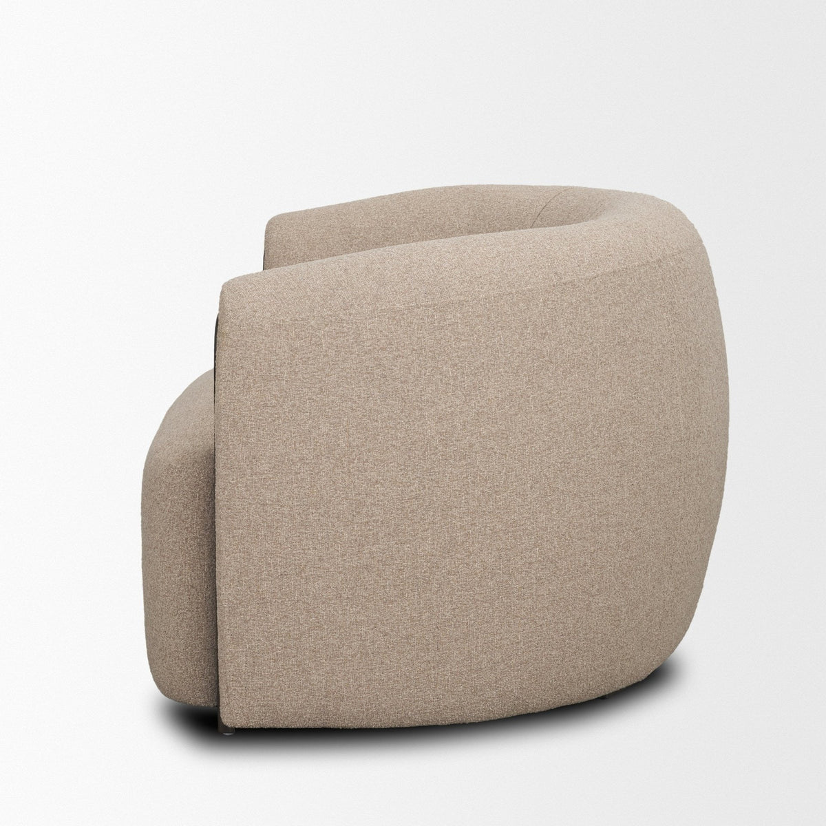 Kornelia Textured Mushroom Fabric Barrel Accent Chair - Dekor Butik