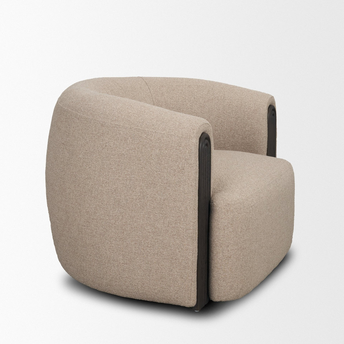 Kornelia Textured Mushroom Fabric Barrel Accent Chair - Dekor Butik