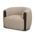 Kornelia Textured Mushroom Fabric Barrel Accent Chair - Dekor Butik