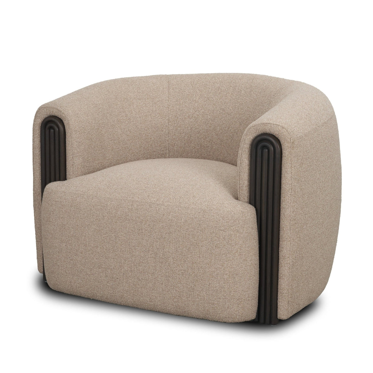 Kornelia Textured Mushroom Fabric Barrel Accent Chair - Dekor Butik