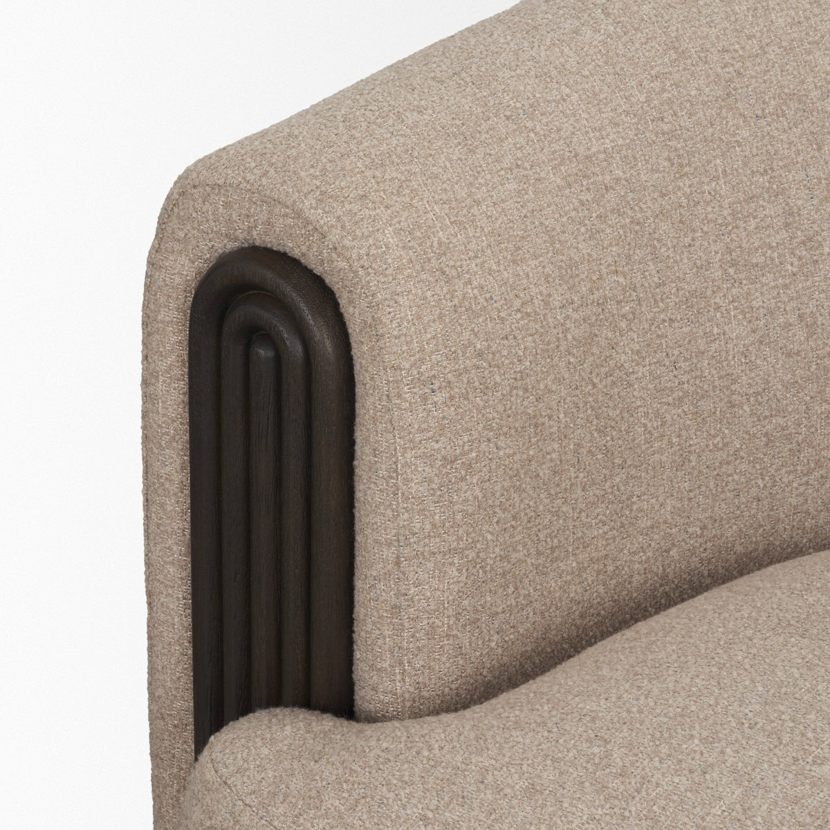 Kornelia Textured Mushroom Fabric Barrel Accent Chair - Dekor Butik