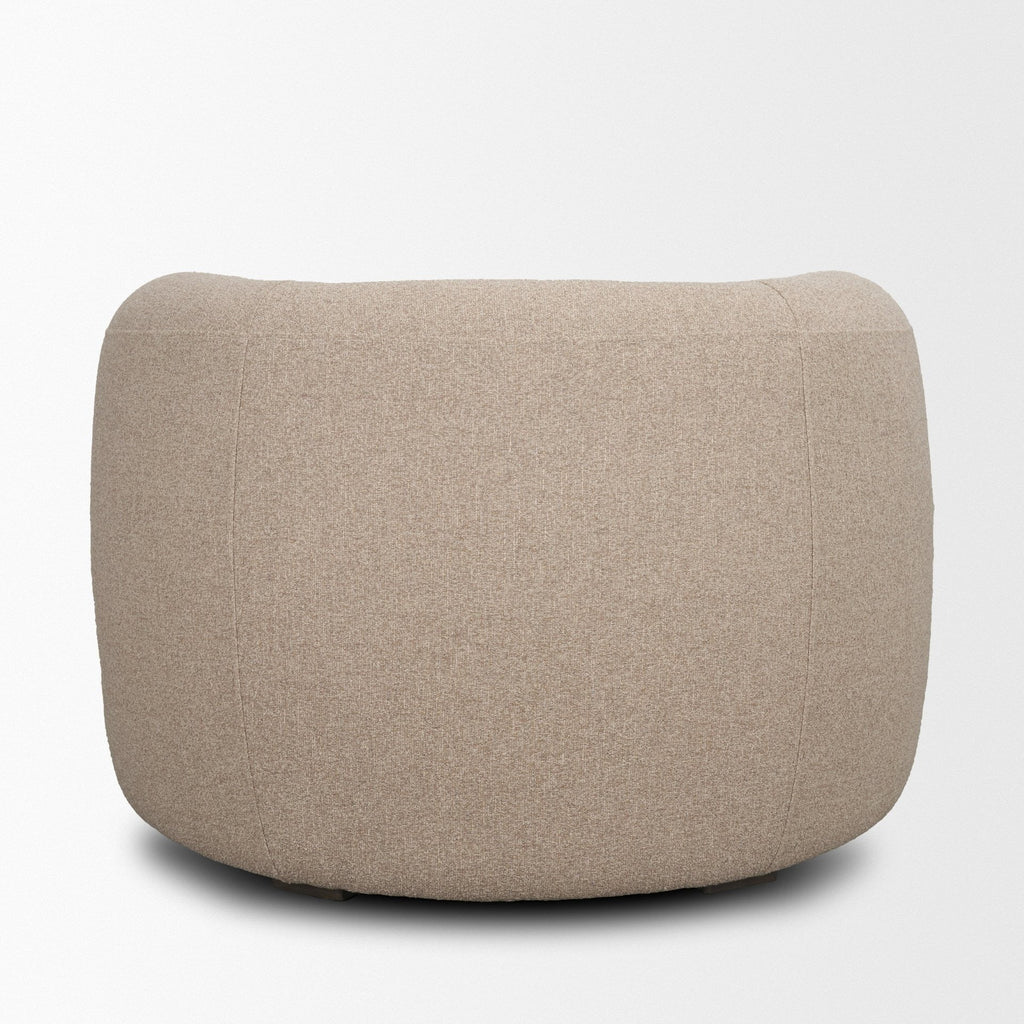 Kornelia Textured Mushroom Fabric Barrel Accent Chair - Dekor Butik
