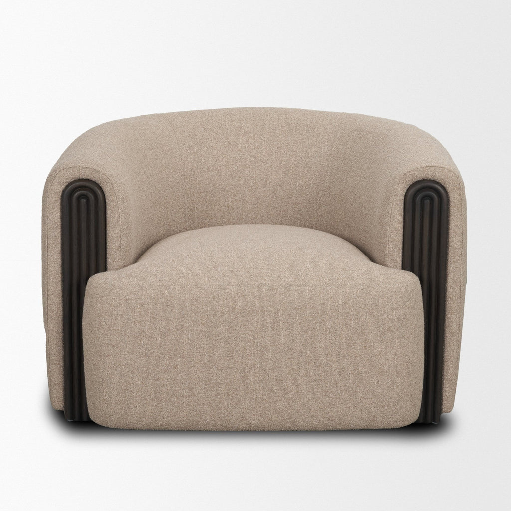 Kornelia Textured Mushroom Fabric Barrel Accent Chair - Dekor Butik