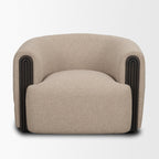 Kornelia Textured Mushroom Fabric Barrel Accent Chair - Dekor Butik