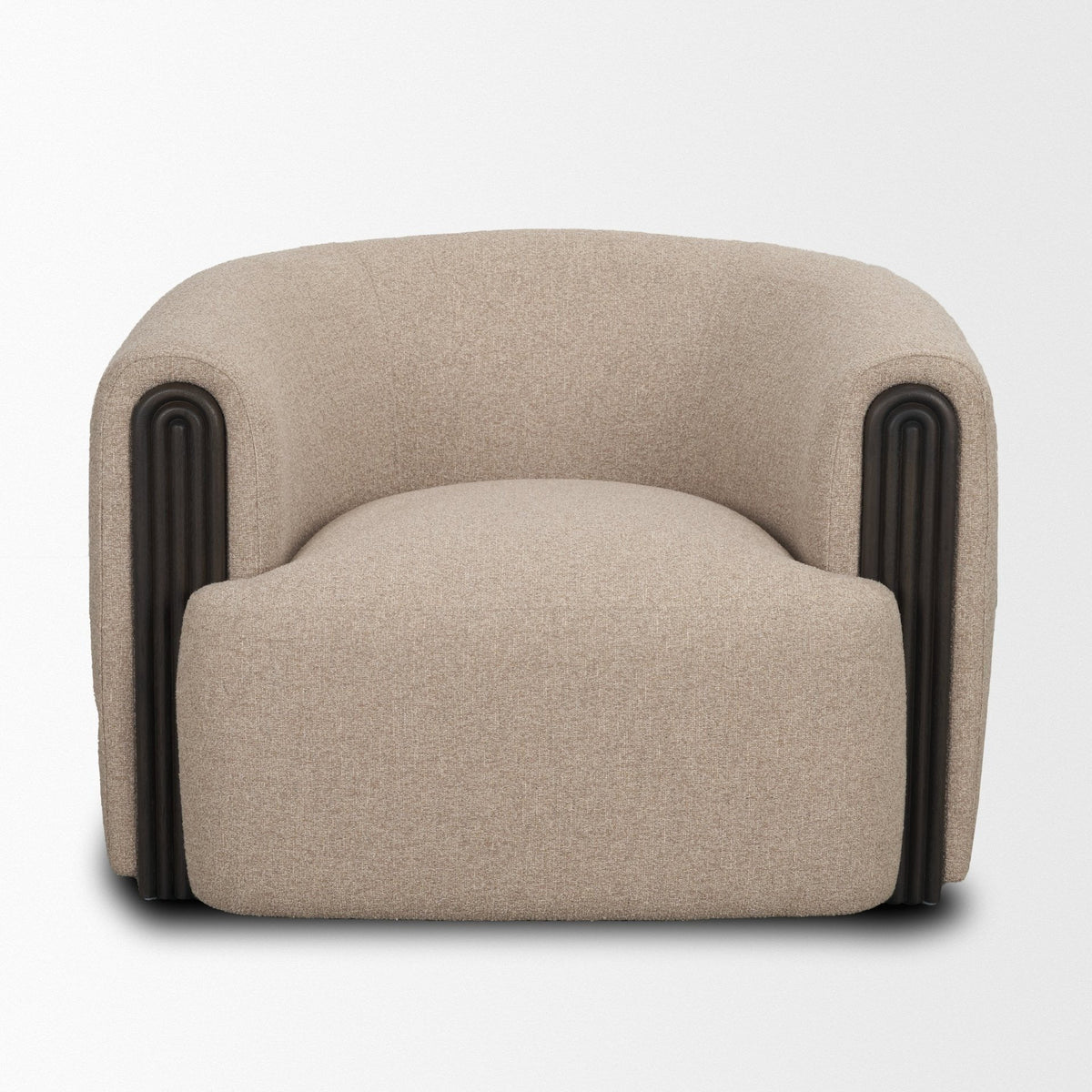 Kornelia Textured Mushroom Fabric Barrel Accent Chair - Dekor Butik