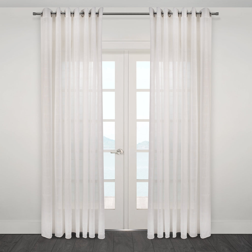 CurtainsKozani Jacquard Plaid Sheer Grommet Curtain - Dekor Butik