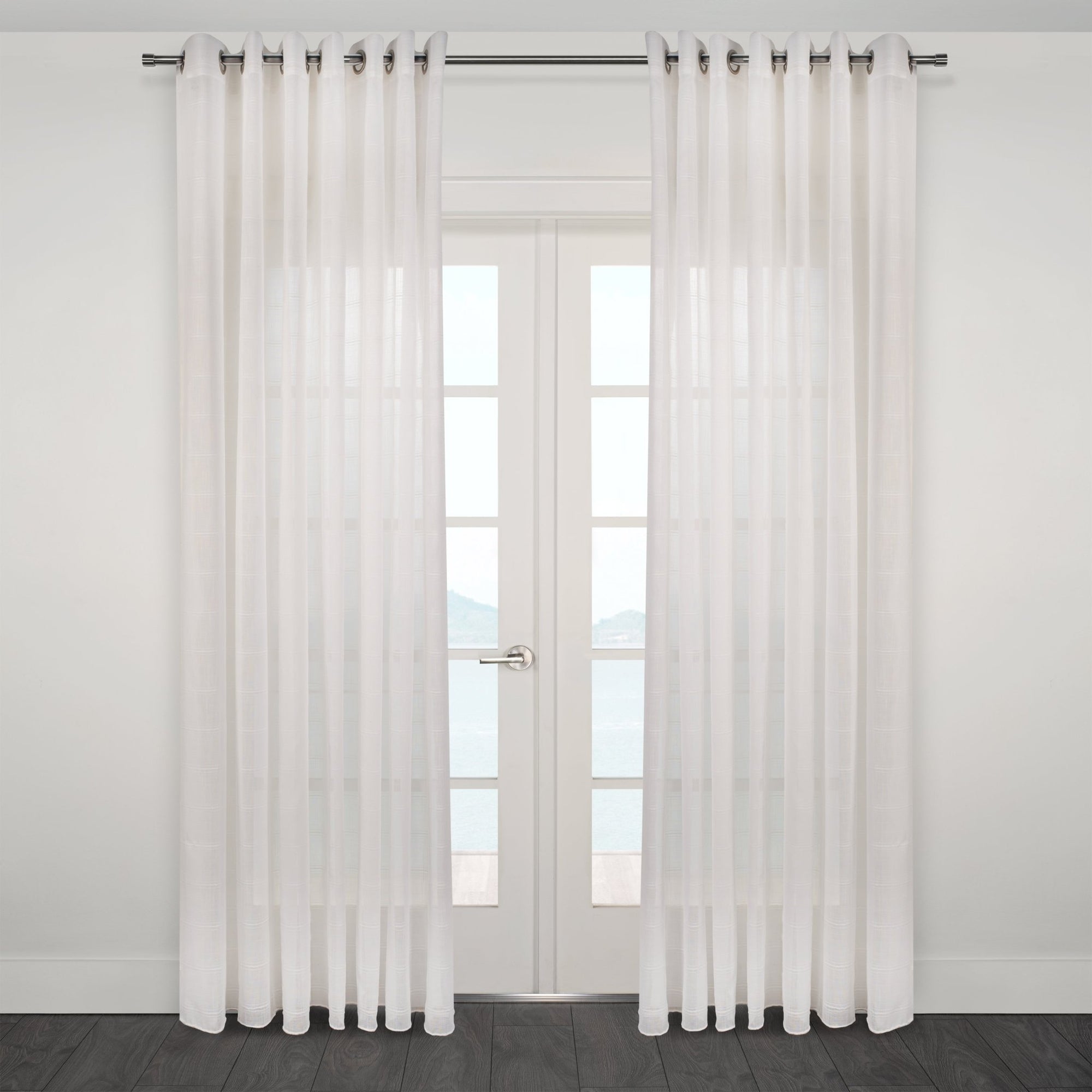 CurtainsKozani Jacquard Plaid Sheer Grommet Curtain - Dekor Butik