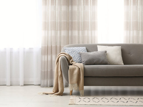 CurtainsLancia Striped Jacquard Semi Sheer Grommet Curtain - Dekor Butik