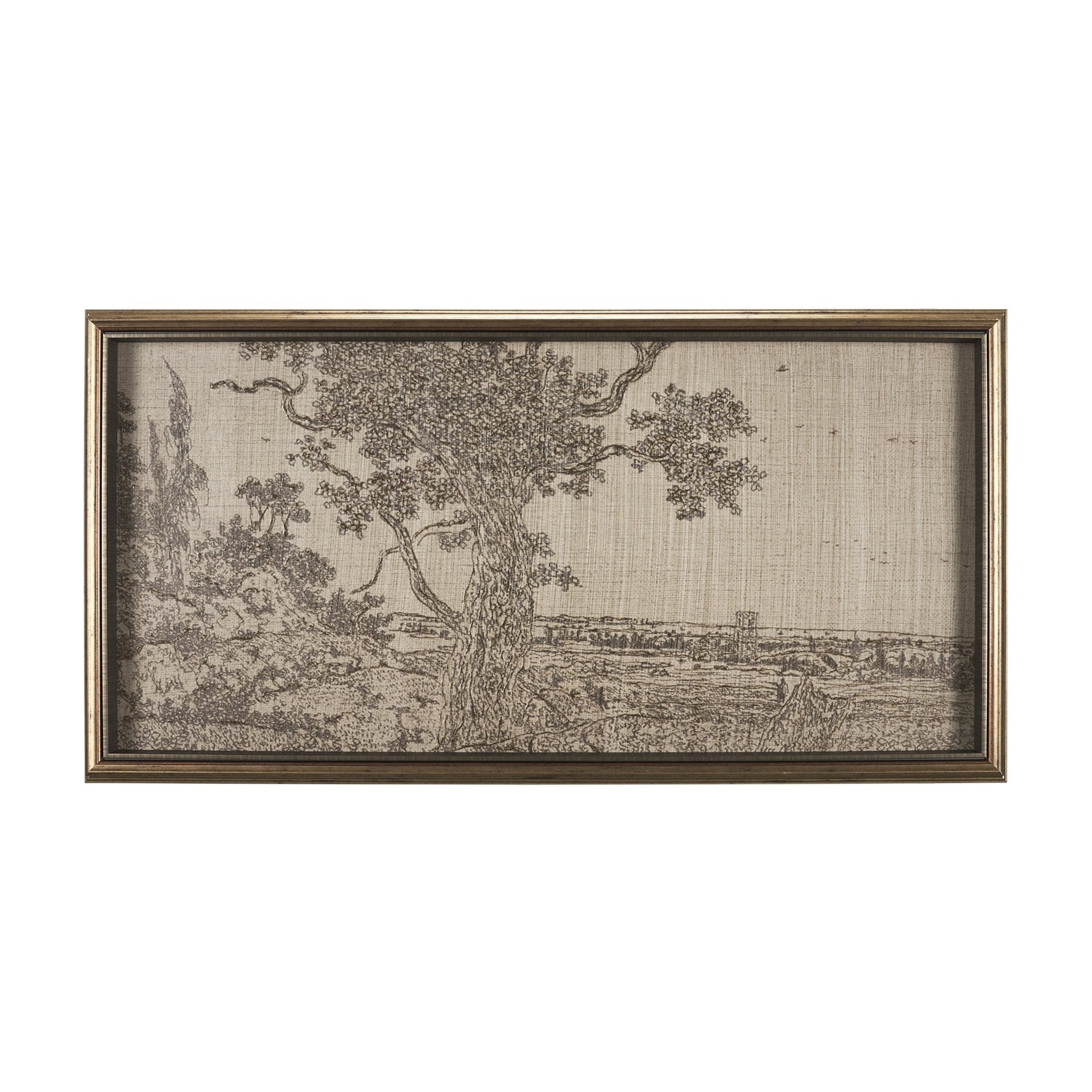 Landscape with an Oak Tree by Hercules Segers a Hand Embellished Framed Decograph Art Print - Dekor Butik